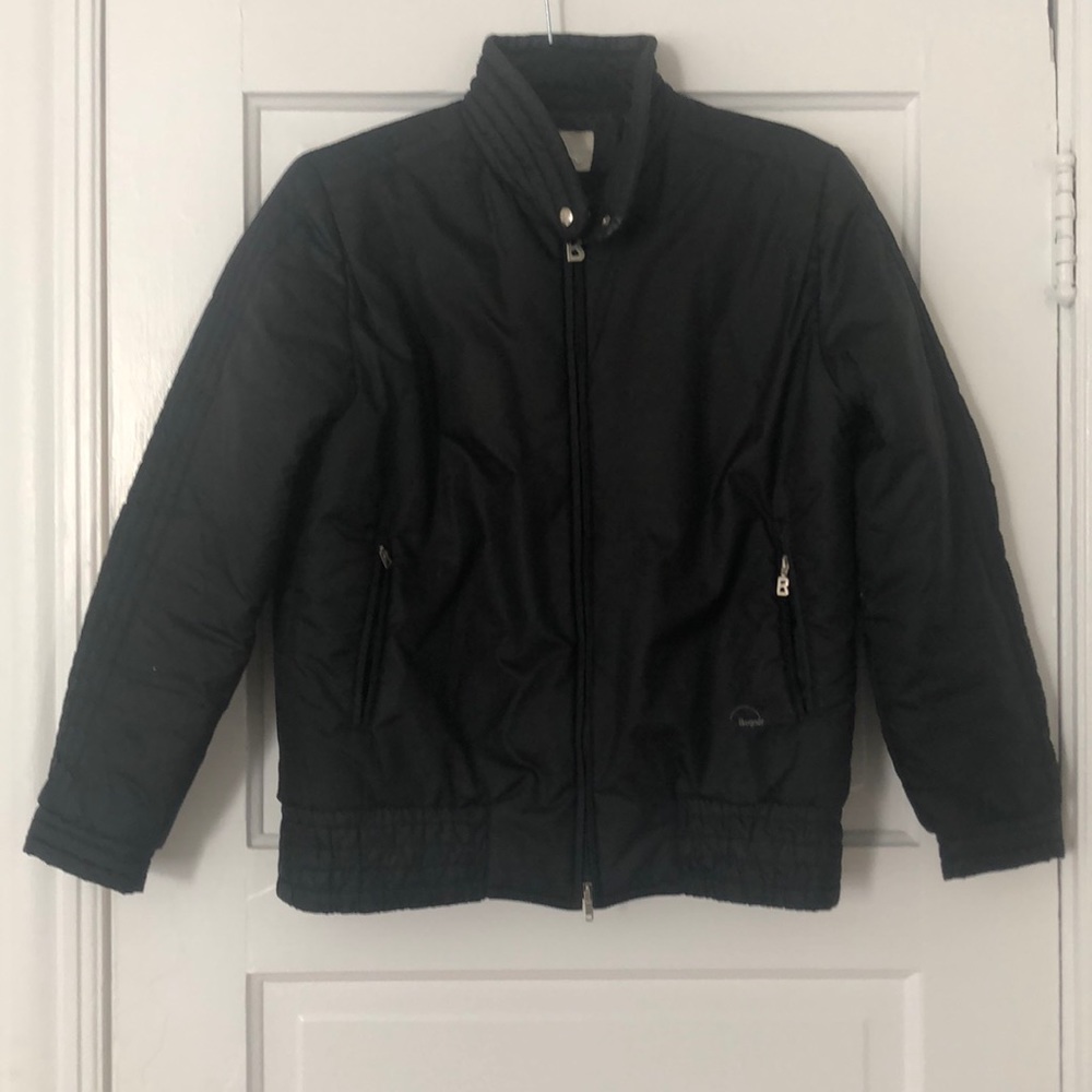 Bogner black retro vintage bomber mid waist jacket coat Medium M Winter fall